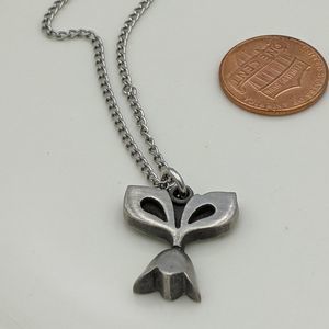 Sweden Pewter Silver Tulip Flower Necklace